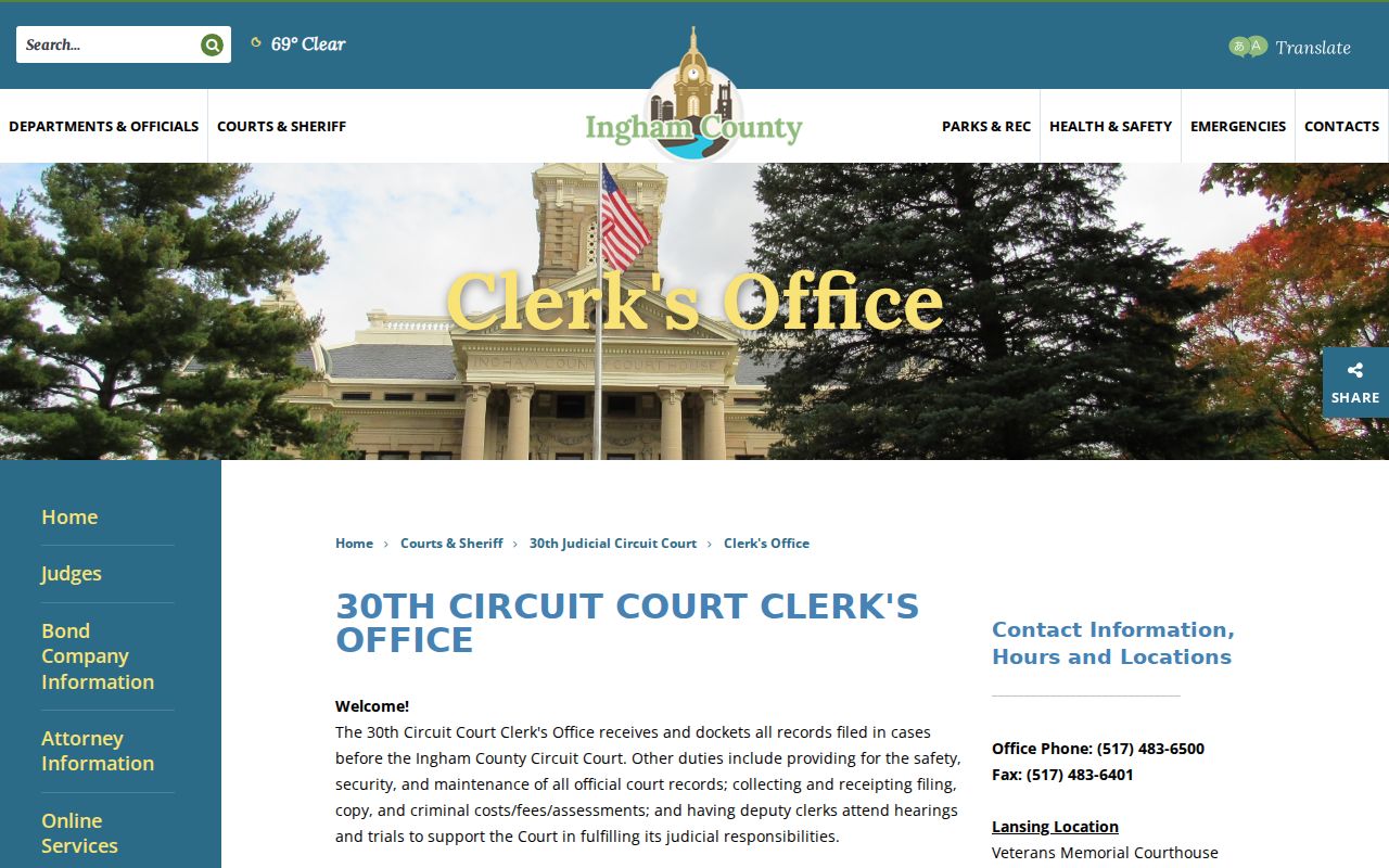 Ingham County court records Circuit Clerk's Office information
