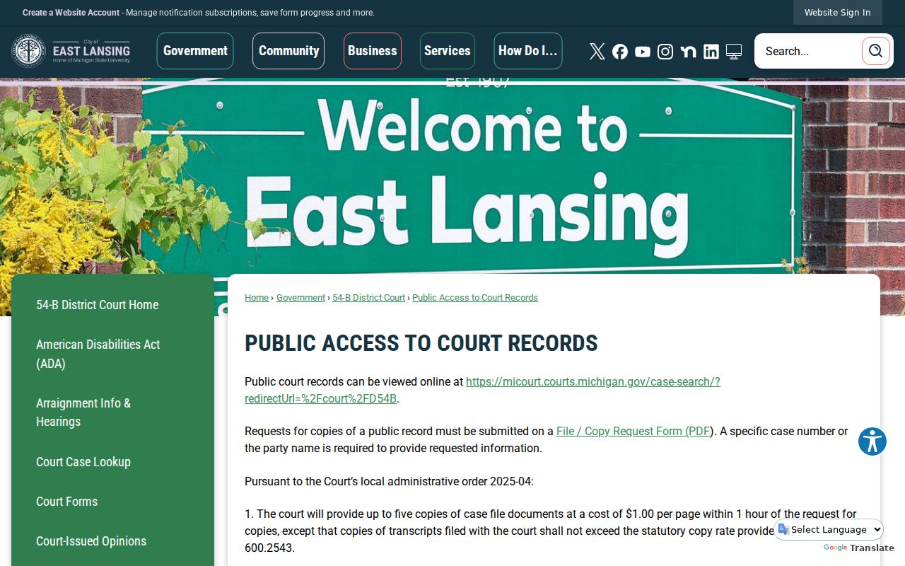 Ingham County court records MiCOURT and local public-access route