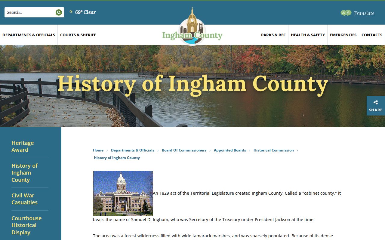 Ingham County court docket county history source