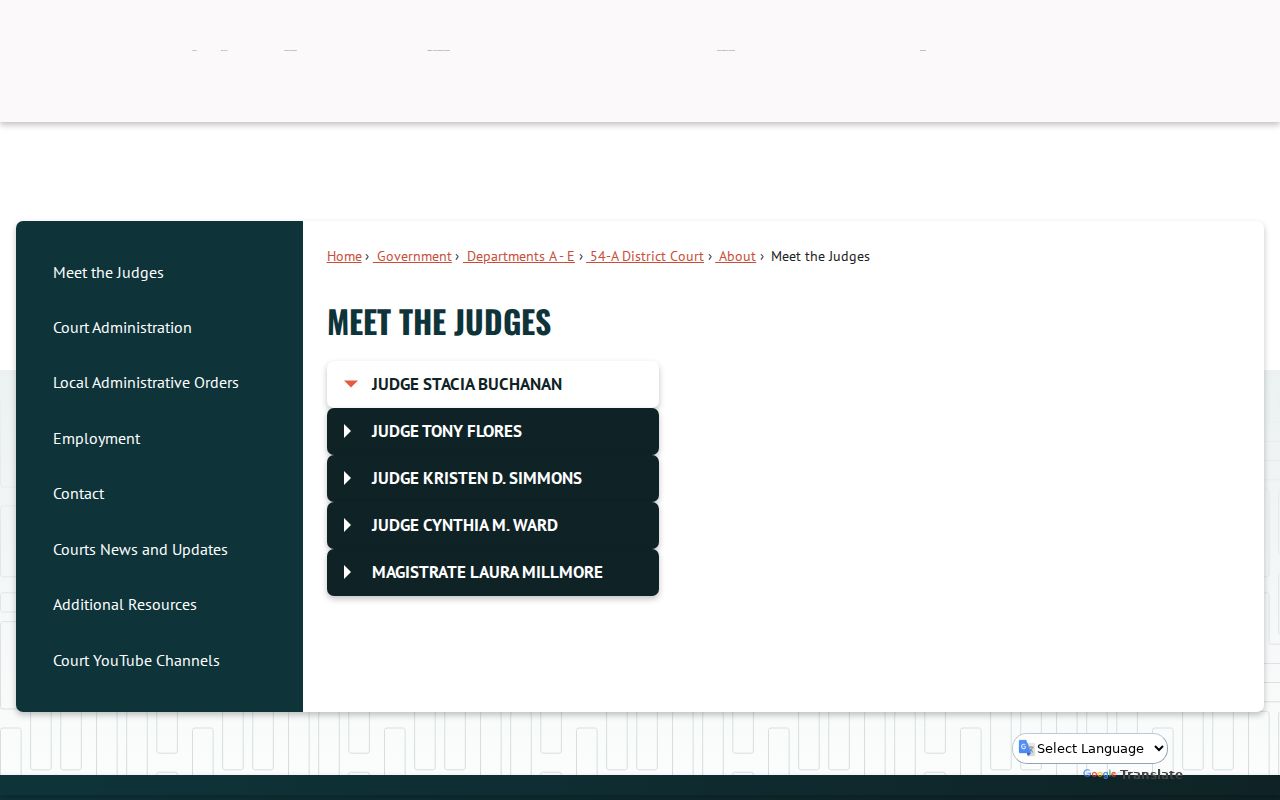 Lansing court docket 54-A judges page