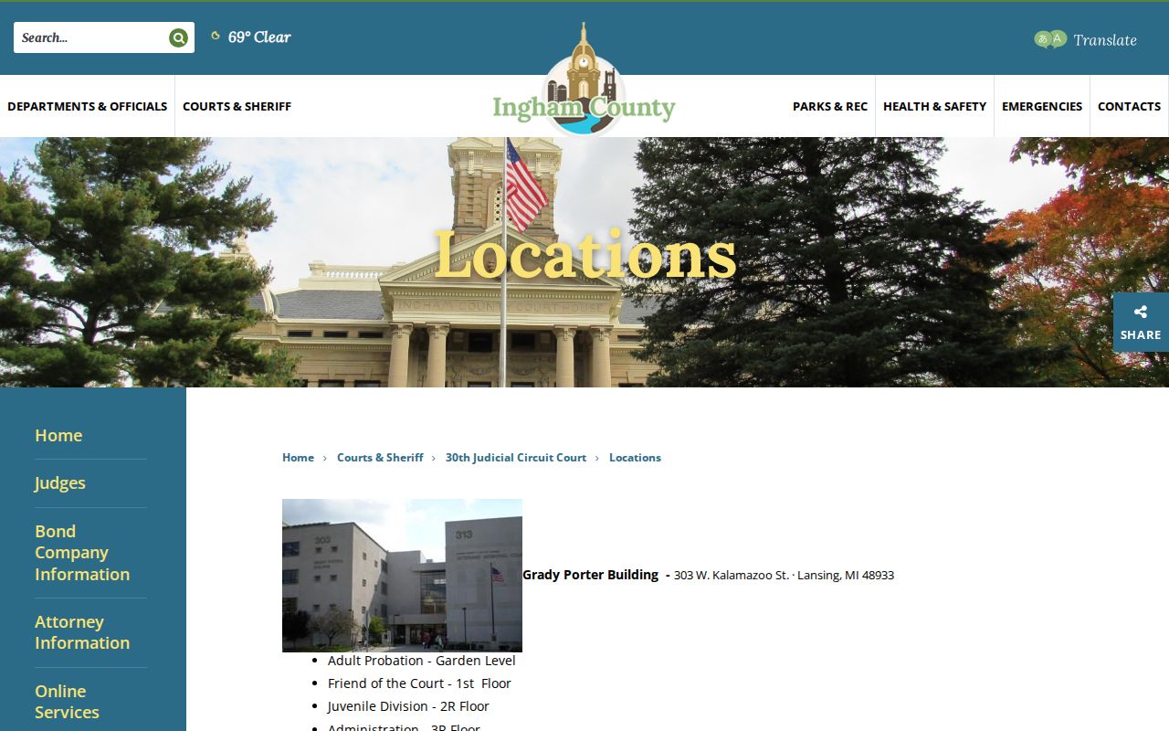 Mason court docket Circuit Court locations page