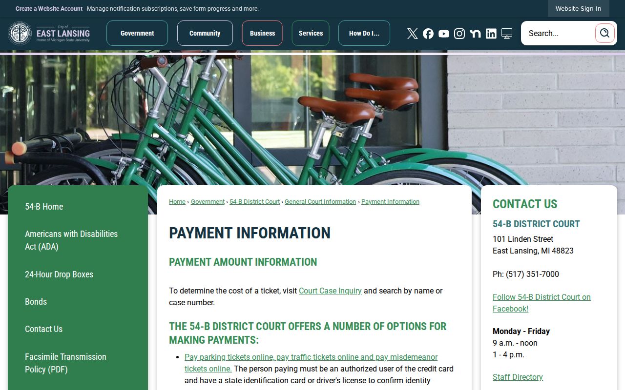 Ingham County traffic court records payment methods and convenience fee information